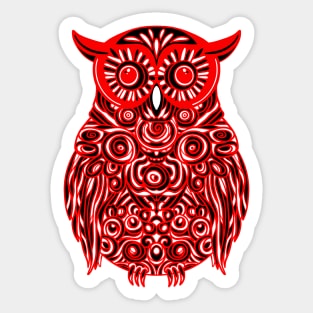 Bright Red Owl design with white and black highlights. Sticker